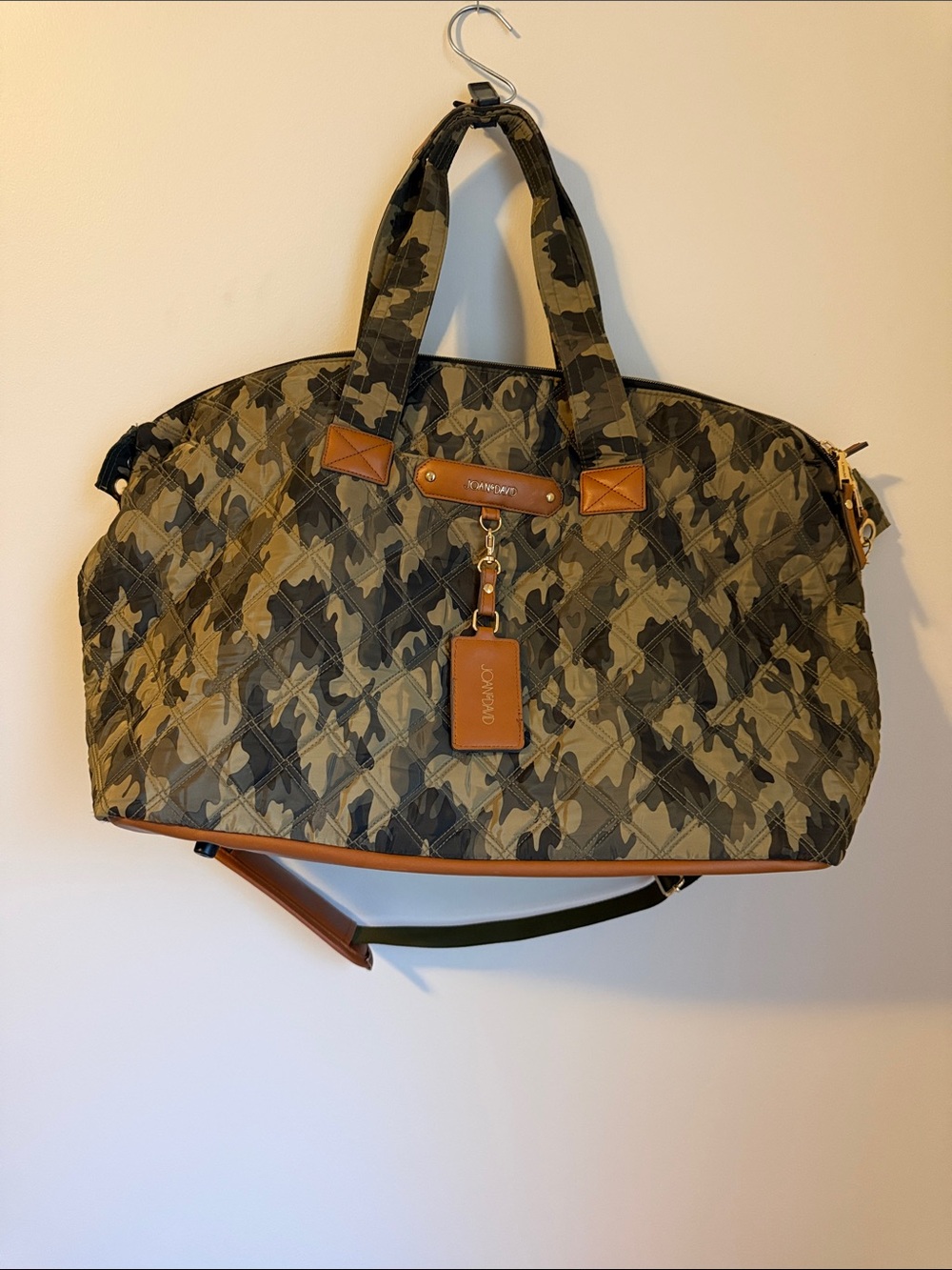 Joan & David Quilted Camo Duffel - Olive & Tan